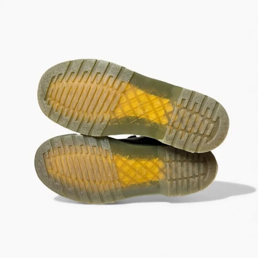🌻NEW Dr. Martens 1460 Youth Patent Leather Lace-Up Boots Yellow Stitch Boots